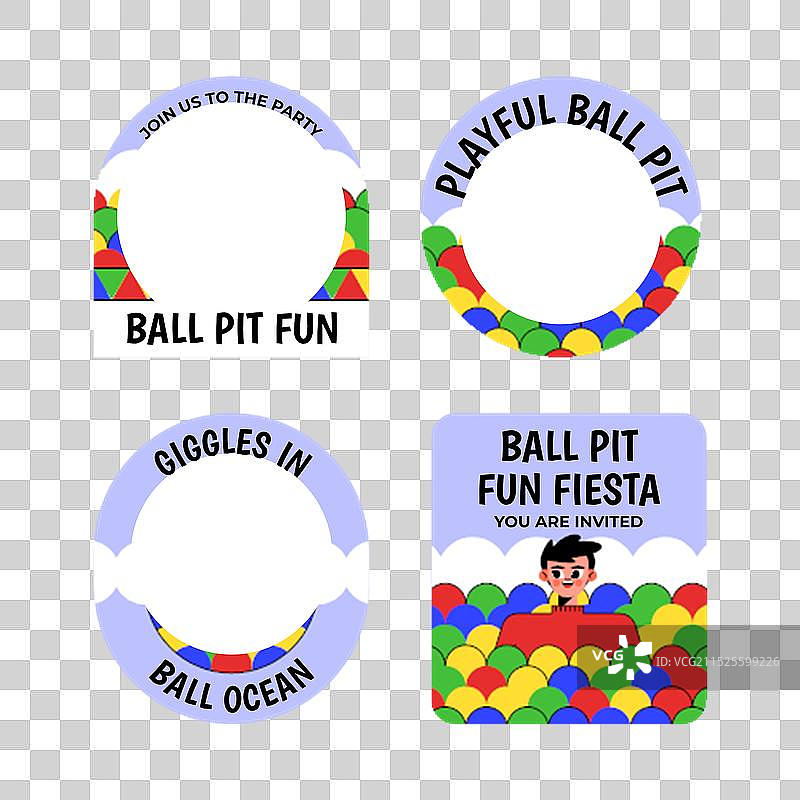 儿童球池游乐扁平标签合集图片素材