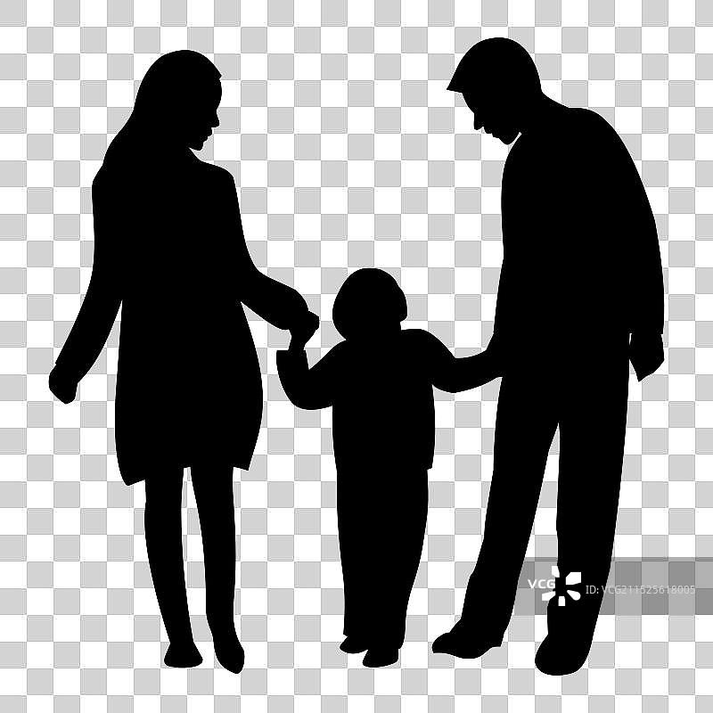 幸福一家人全家福轮廓剪影元素图片素材