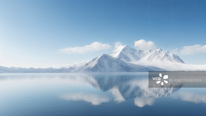 【AI数字艺术】雪山湖水倒影大自然风景图片素材