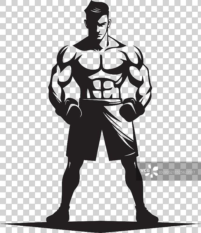 拳击手黑色标志设计图片素材