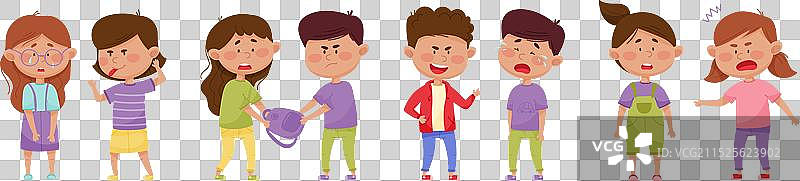 争吵的男孩和女孩表现出攻击性的行为图片素材