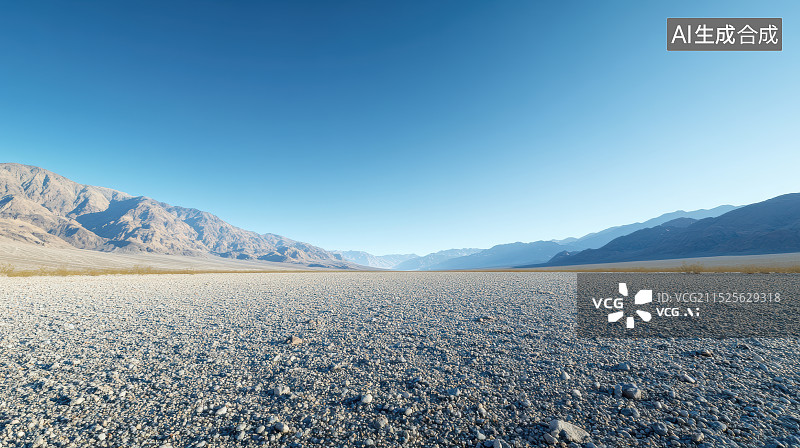 【AI数字艺术】蓝天映衬下的高原荒漠风光图片素材
