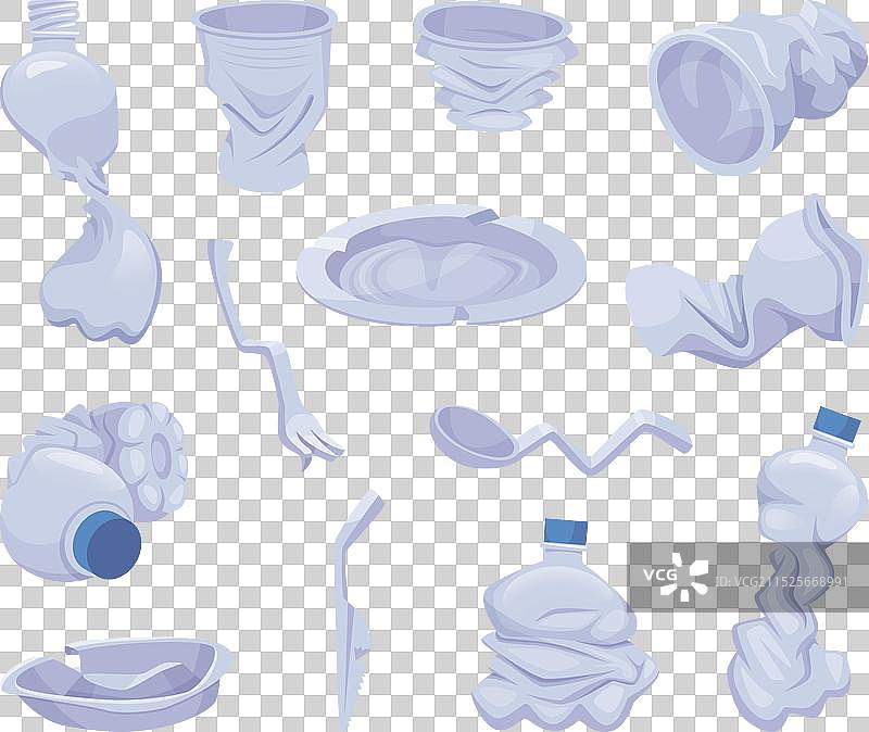 回收塑料瓶和破损容器图片素材