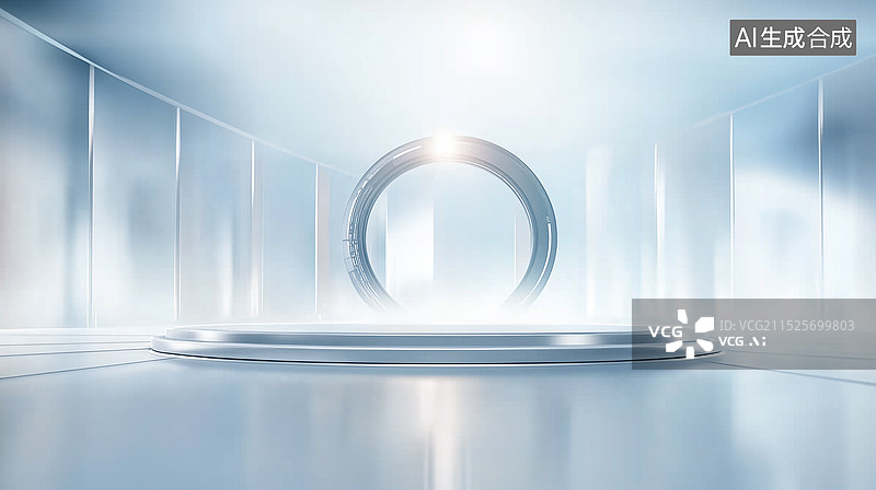 【AI数字艺术】极简未来主义风格的室内场景图片素材
