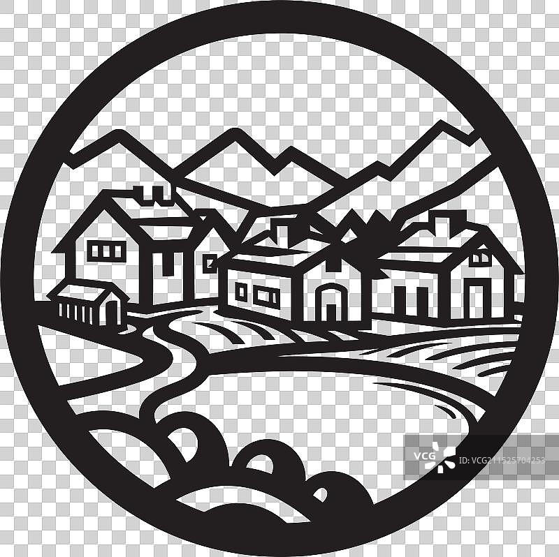 单色秘密村庄梦境剪影图片素材