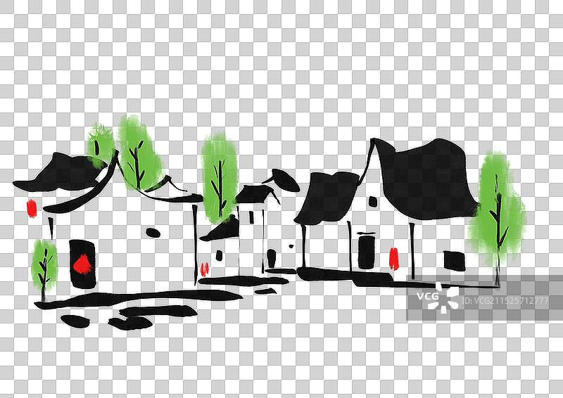 江南水乡新农村房子设计元素图片素材