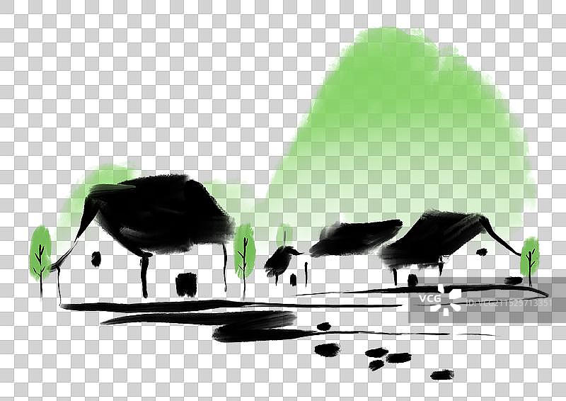 江南水乡新农村房子设计元素图片素材