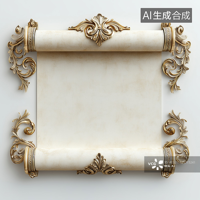 【AI数字艺术】欧式牛皮纸卷轴图片素材