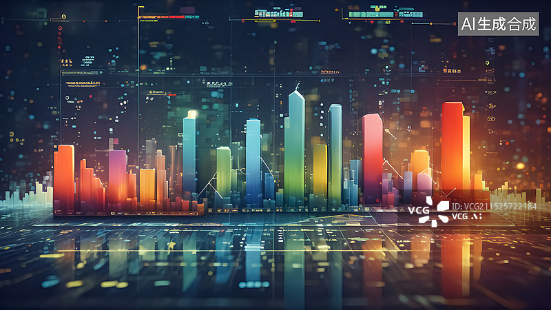 【AI数字艺术】金融数据概念插画图片素材