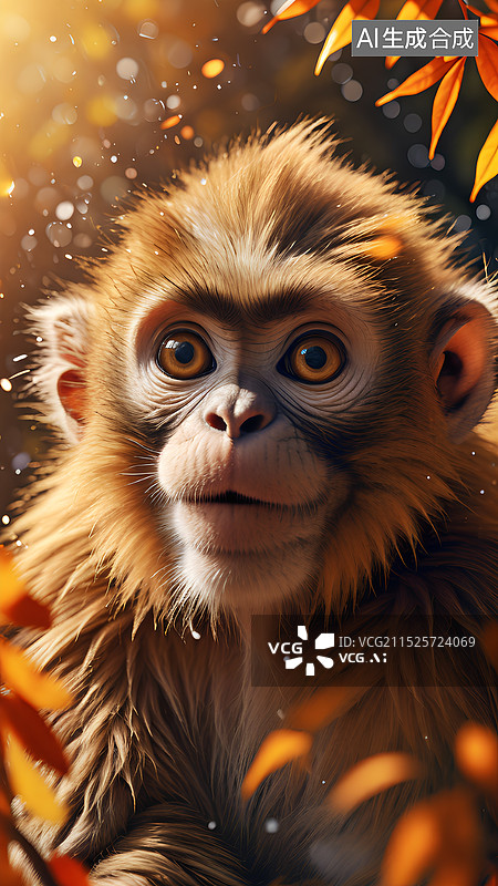 【AI数字艺术】动物主题插画 可爱的金丝猴图片素材