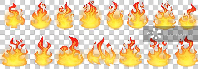 红色和橙色火焰集合图片素材