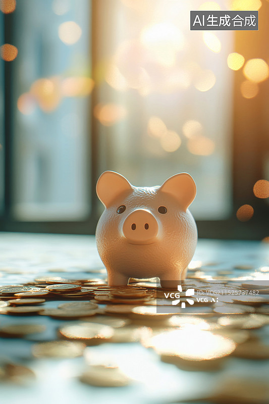 【AI数字艺术】室内的小猪存钱罐图片素材
