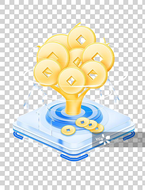 一组蓝金色创意金融图标图片素材