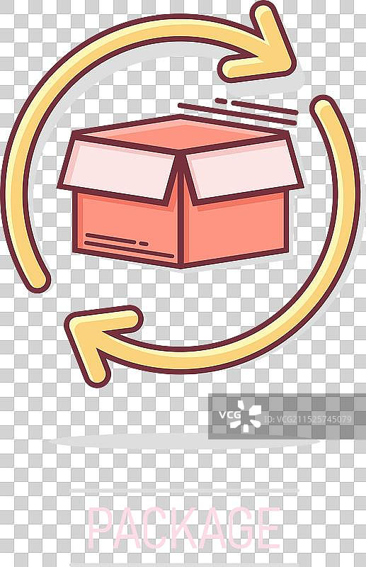 漫画风格的卡通退货箱图标图片素材