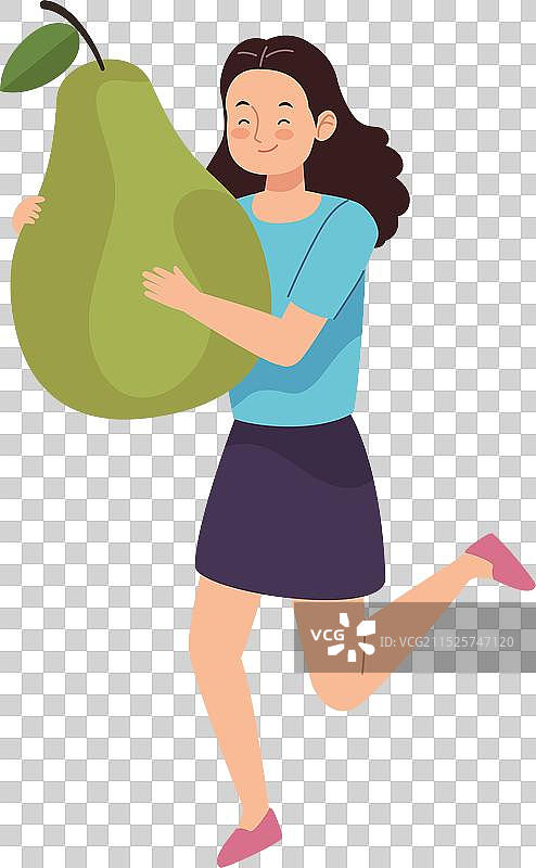 女人拿着一个大梨图片素材