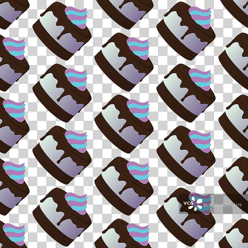 奶油巧克力蛋糕无缝图案图片素材