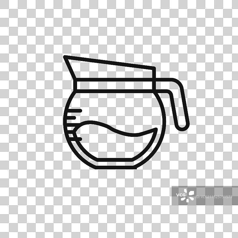 黑色咖啡壶图标轮廓合集图片素材