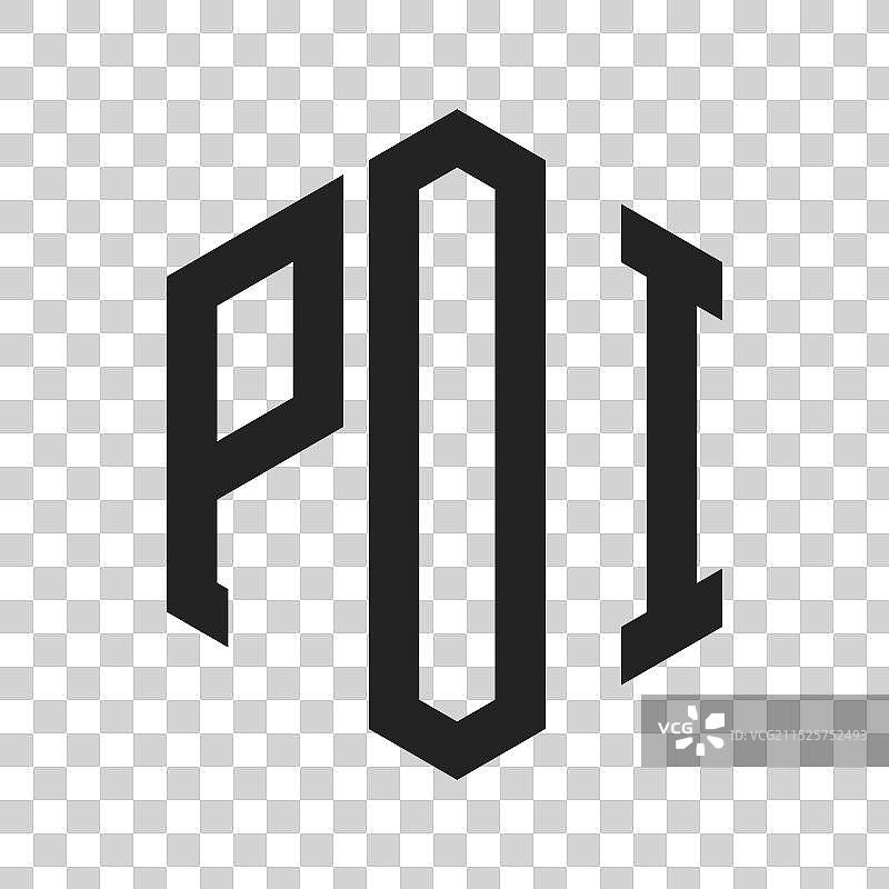 POI首字母组合标志设计图片素材