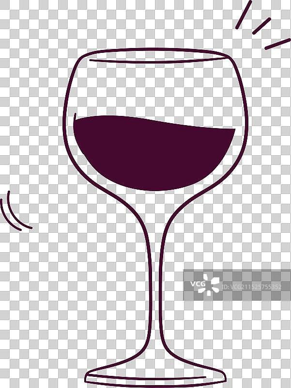 手绘涂鸦葡萄酒杯图标图片素材