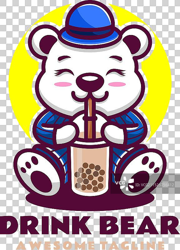 卡通熊饮料吉祥物风格Logo图片素材