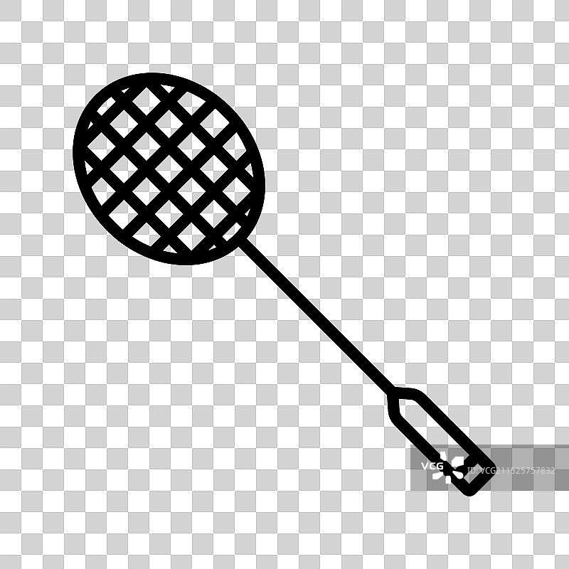 黑色羽毛球拍图标线性标志图片素材