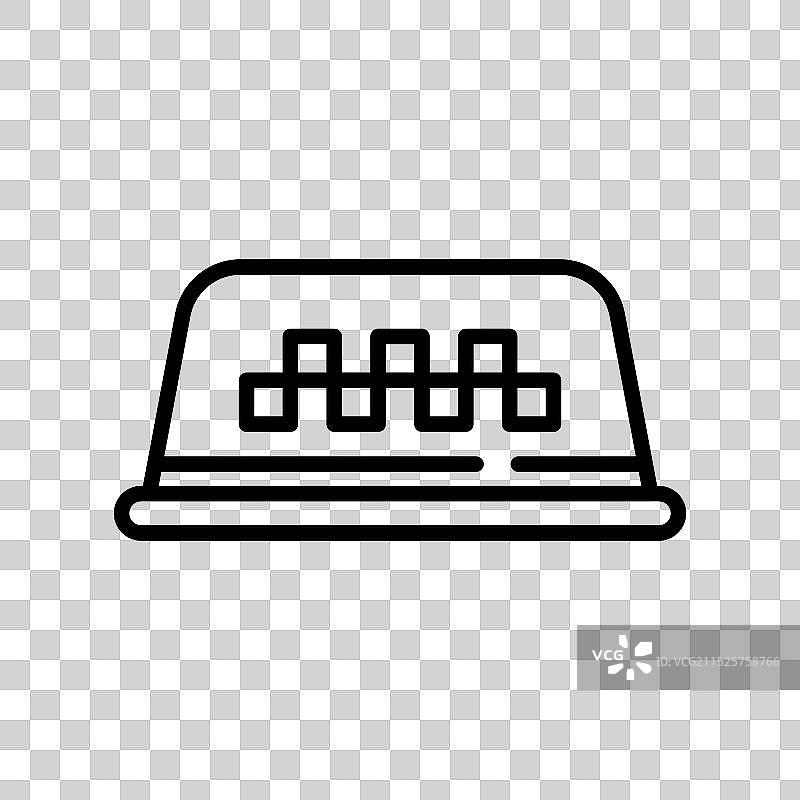 黑白色的出租车灯图标线性标志图片素材