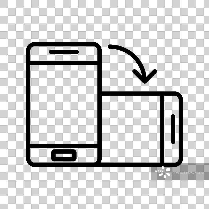 黑色旋转手机图标线性标志图片素材