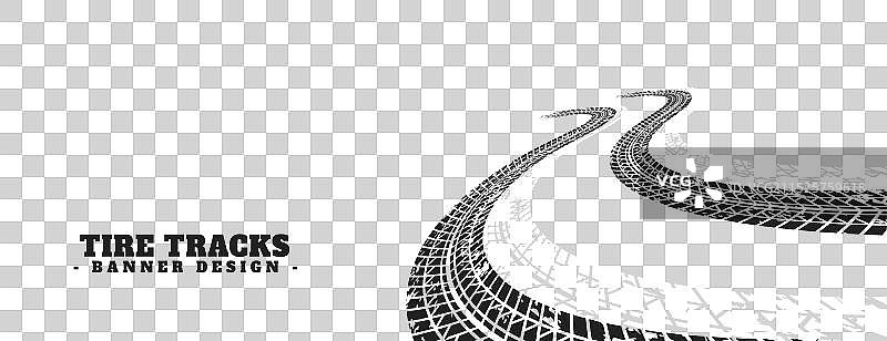 黄色banner设计：轮胎痕迹图片素材