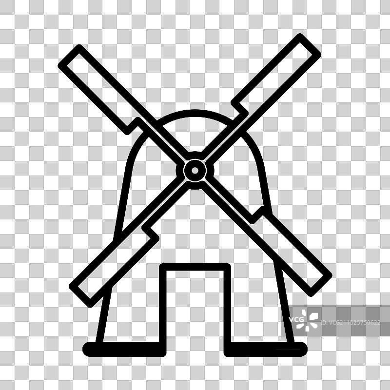 黑白线性风车图标标志图片素材