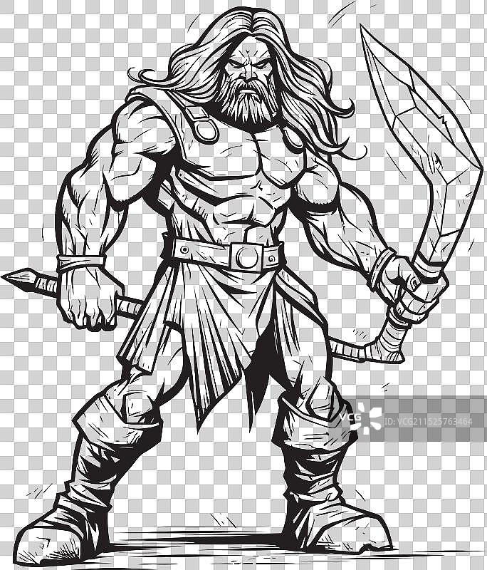 战士注视标志性斧头战士倡导者图片素材