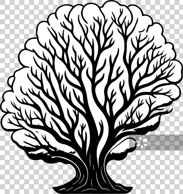 带凹槽的大脑图标手绘黑珊瑚标志图片素材