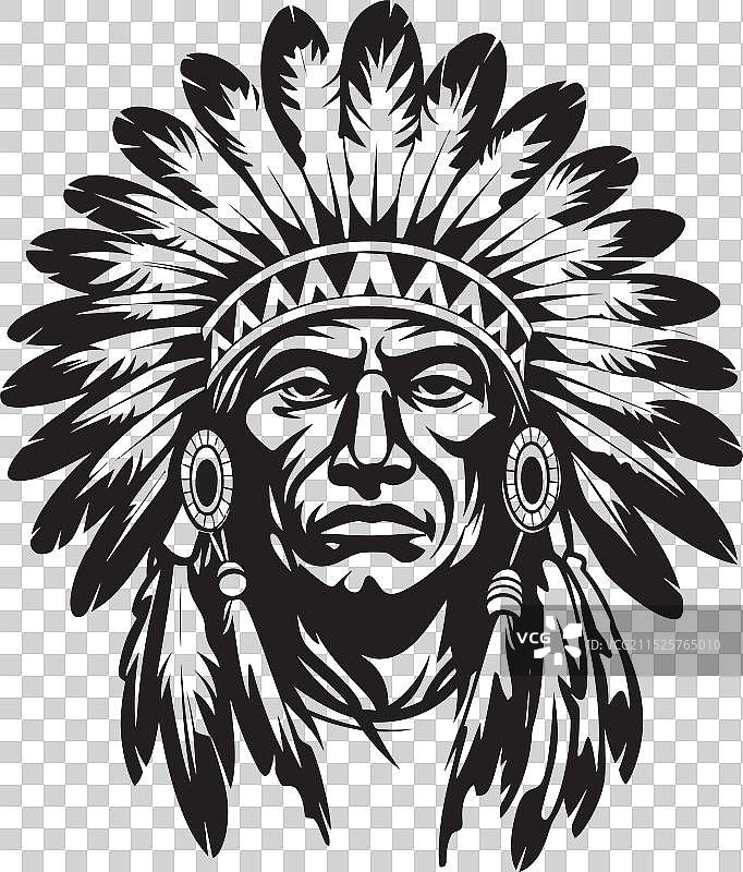 部落风格黑色酋长徽章古老图案图片素材