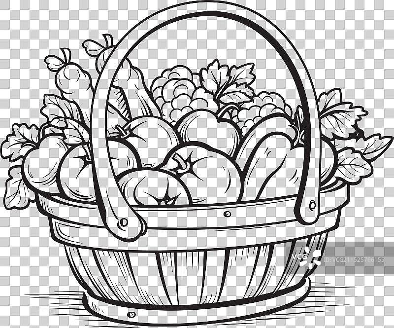 农家乐趣蔬菜填色游戏图片素材