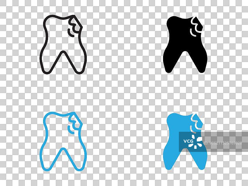 蛀牙图标黑白轮廓符号图片素材