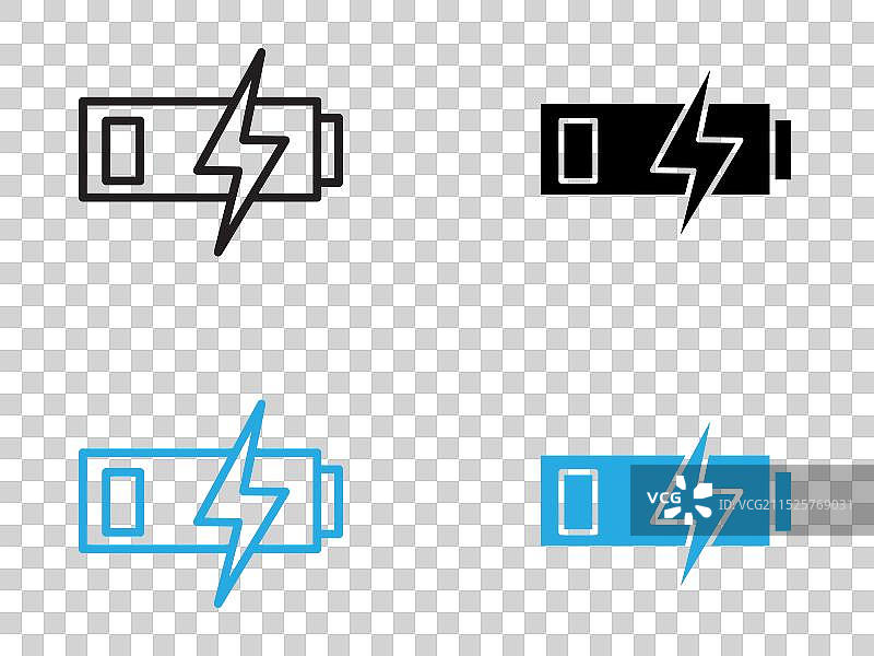 黑白轮廓充电电池图标图片素材