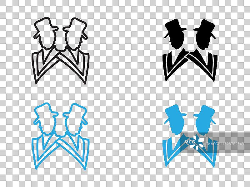 绅士图标黑白线稿图片素材