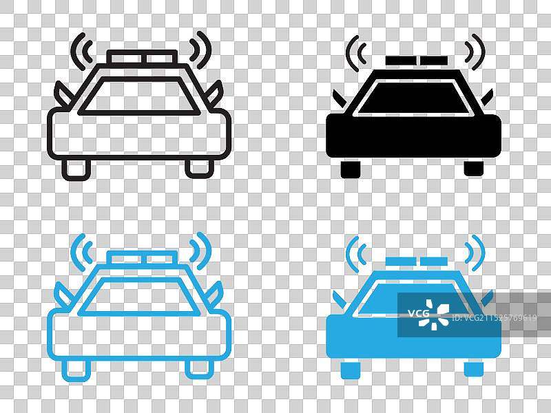 黑白警车闪光灯图标图片素材