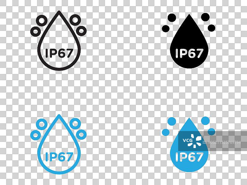 IP67防水图标黑白轮廓标志图片素材