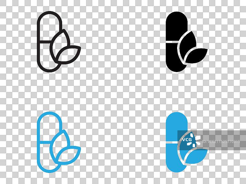 黑白轮廓的自然医学图标图片素材