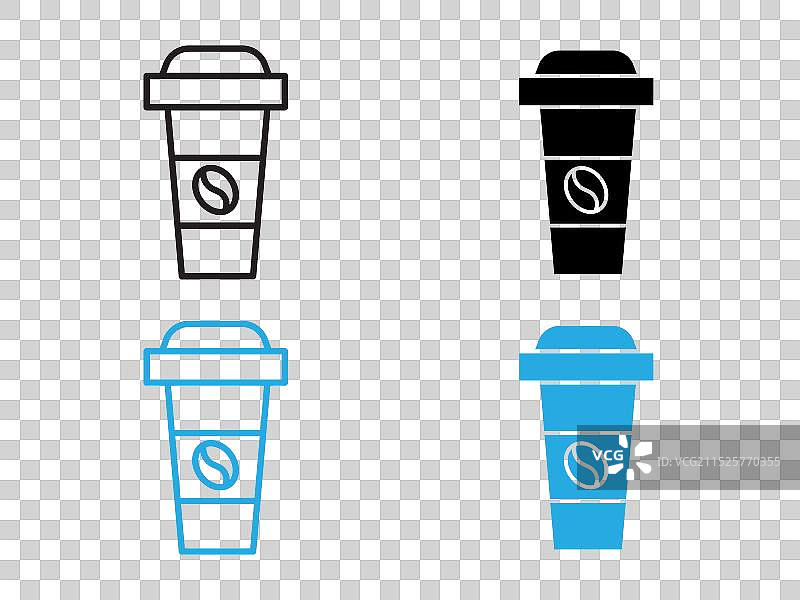 黑白纸咖啡杯线框图标图片素材