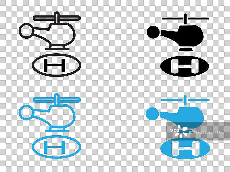直升机停机坪黑白轮廓图标图片素材