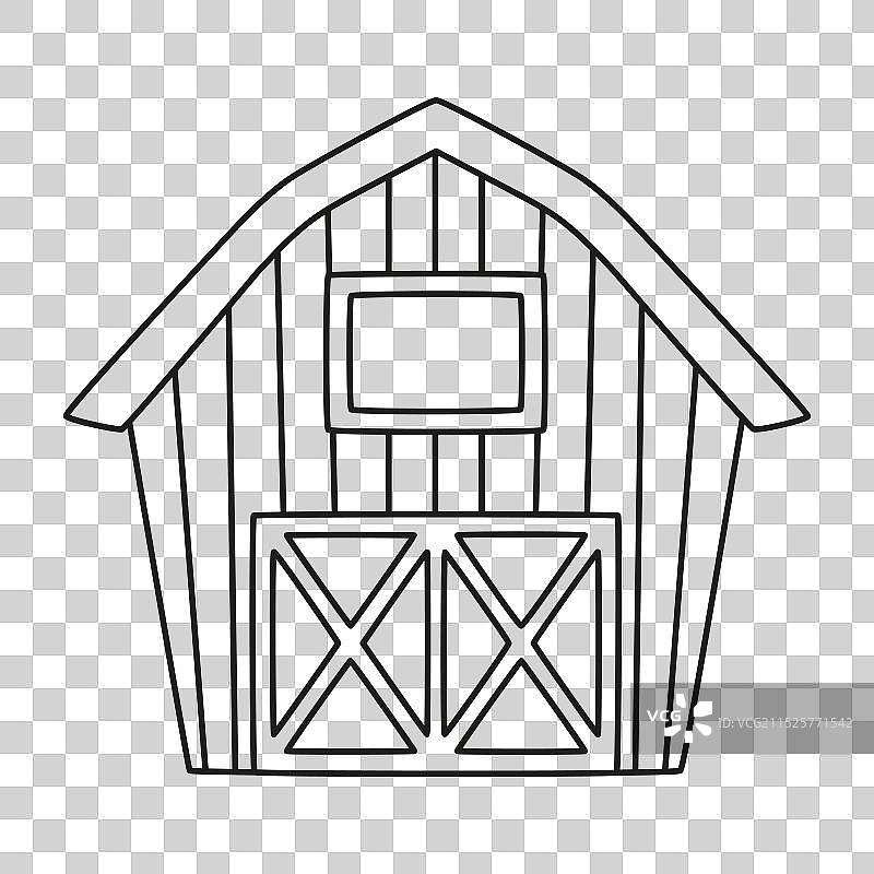 白色背景谷仓房屋轮廓图片素材