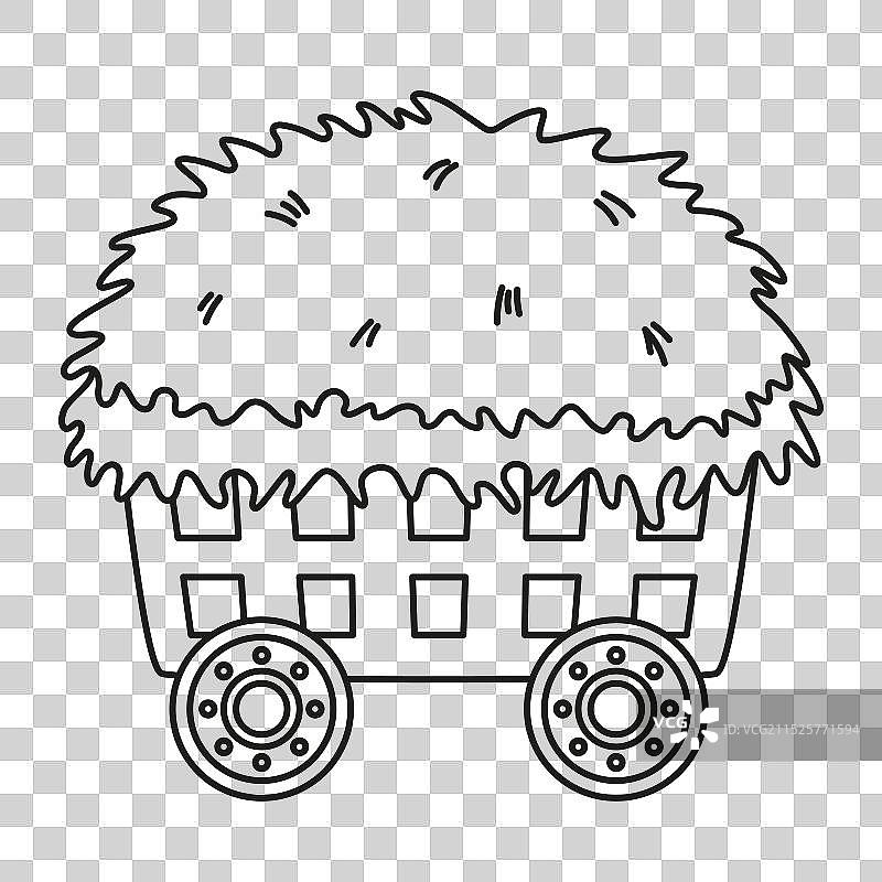 装满干草的木制手推车轮廓图片素材