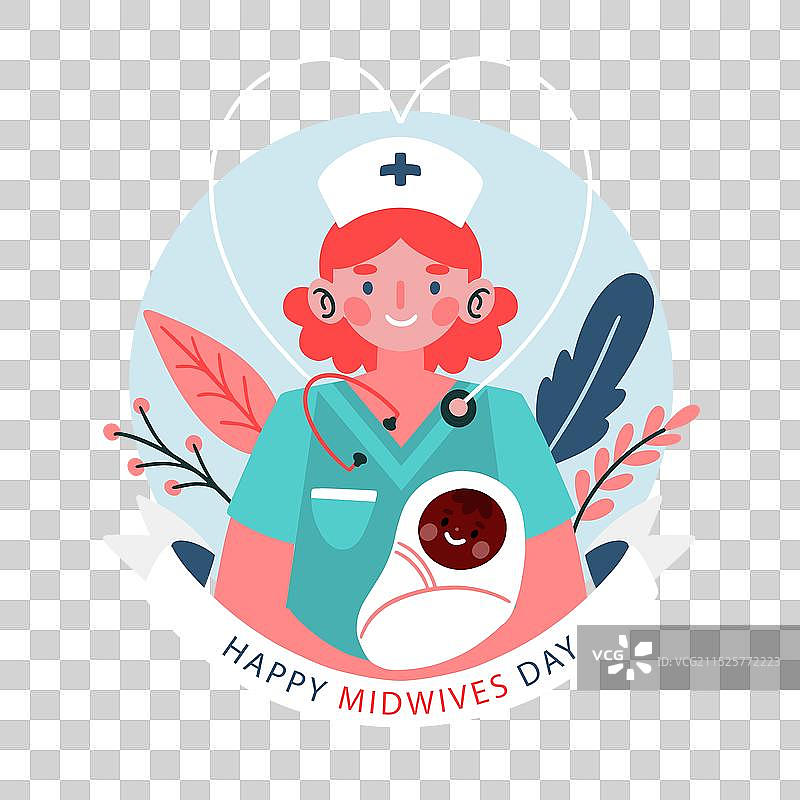 手绘助产士日图片素材