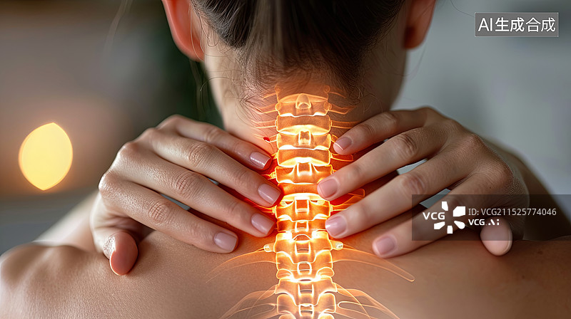 【AI数字艺术】一个人的颈肩疼痛图片素材