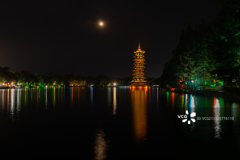 桂林两江四湖5A景区夜景图片素材