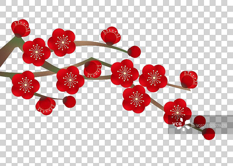 小雪梅花节气弥散风插画元素图片素材