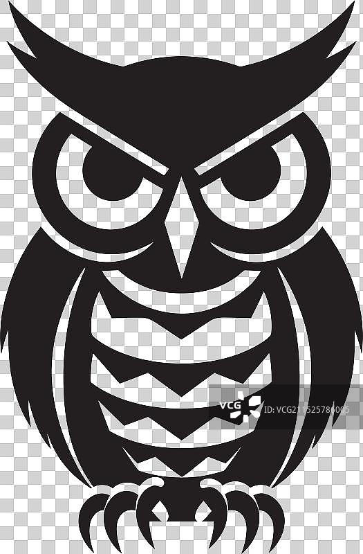 猎人凝视着黑猫头鹰轮廓图片素材