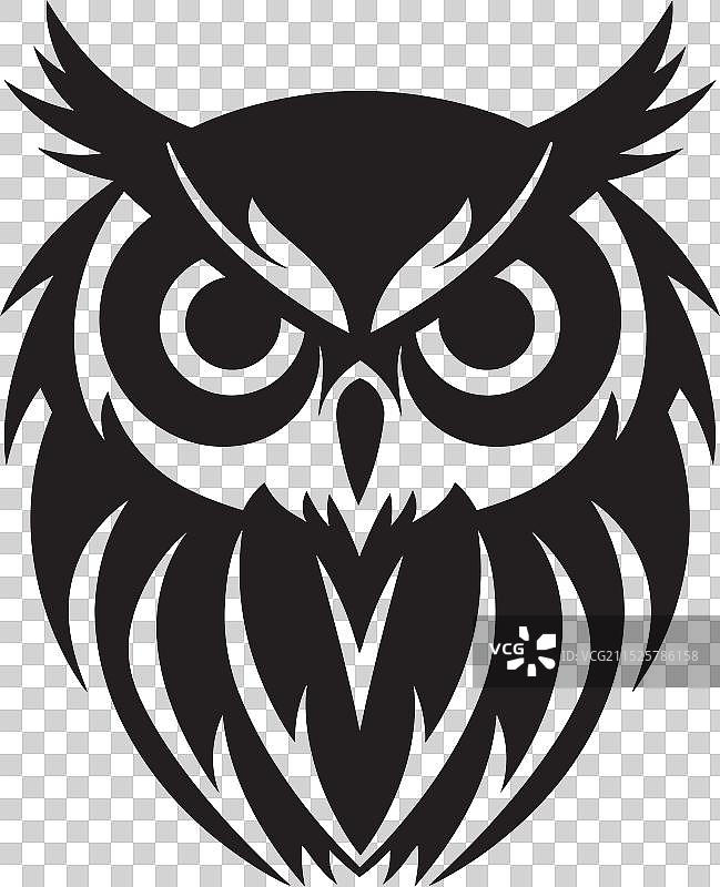 带锋利边缘的智慧黑猫头鹰吉祥物图片素材