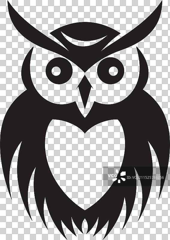 静谧夜幕下的黑猫头鹰图片素材